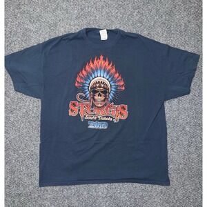 Gildan Men's Navy Skull Graphic Cotton Knit Short Sleeve T-Shirt Crew Neck 2XL